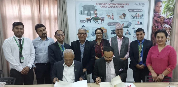 Agreement between Nabil Bank and Heffer International Nepal for promoting women entrepreneurs and small farmers